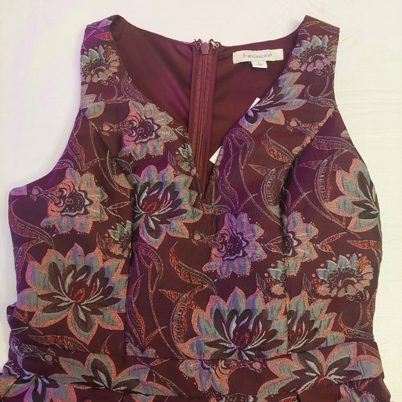 Francesca's Maroon Red Floral Embroidered Sleeveless A-Line Mini Dress Size S - Picture 10 of 15
